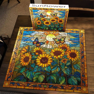 Tachage des tournesols de vitraux puzzle 1000 pièces